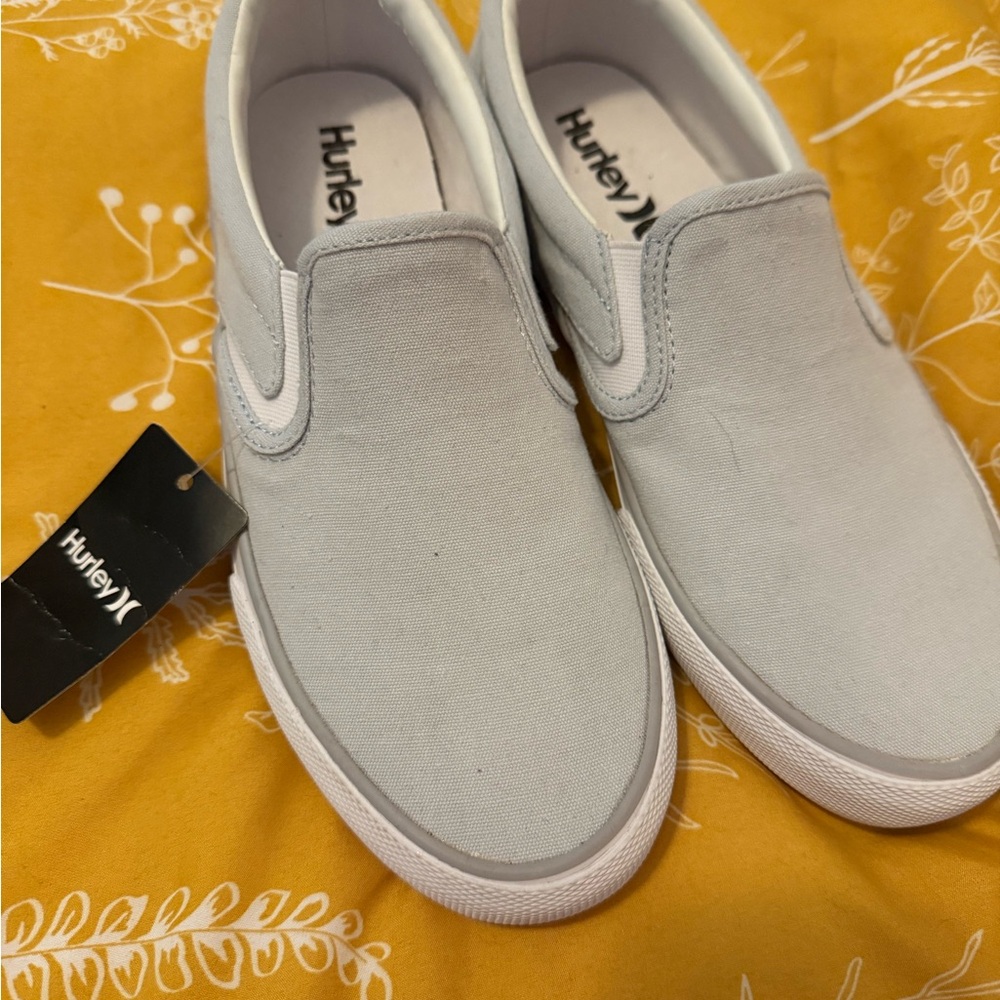 Hurley Gray Canvas Flats with Elastic Panels